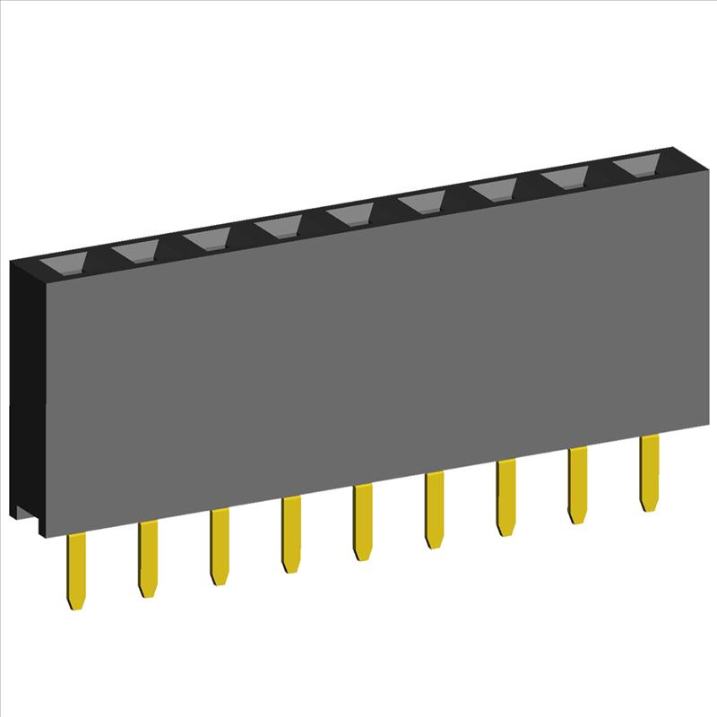 2.54mm PCB Socket Single Row Two Sides Contact Straight Dip Type.(H=8.5)